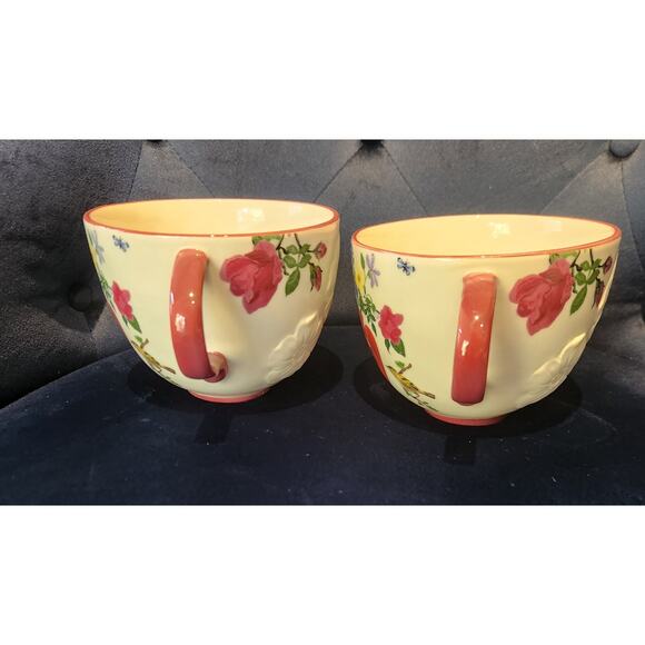 2 Anthropologie Nathalie Lete Titania Love mugs Holds 12 ounces - Picture 1 of 10
